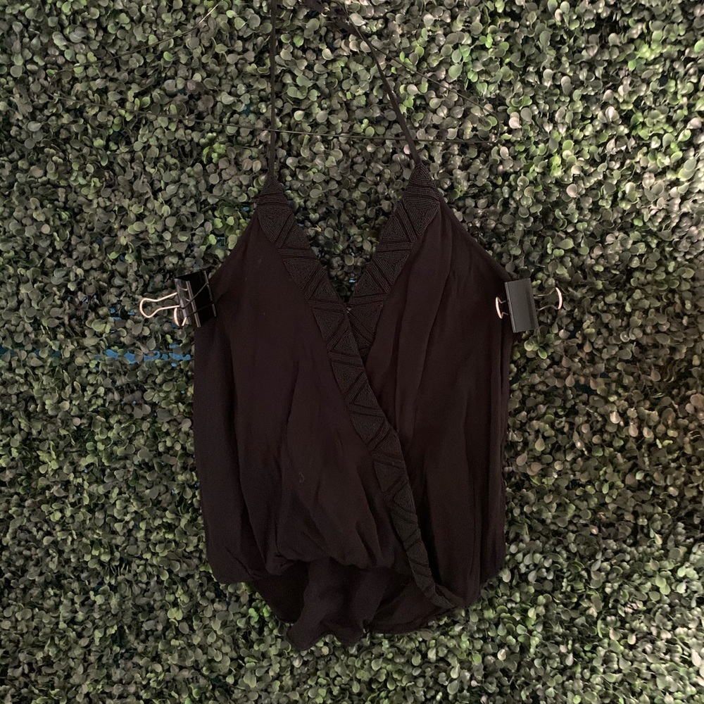 rag and bone black beaded halter tank top